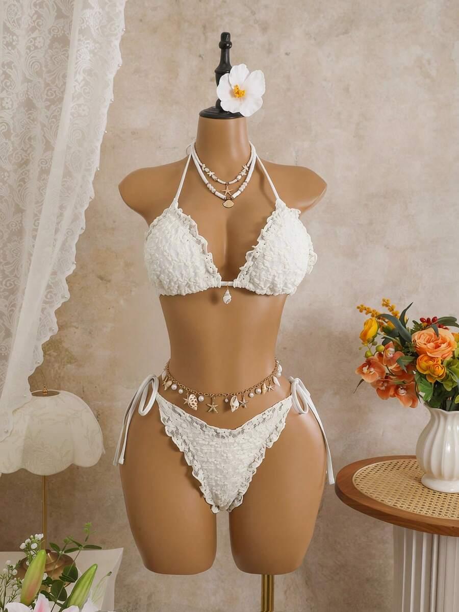 KOMPLET BIKINI WIĄZANY Z NARZUTKĄ