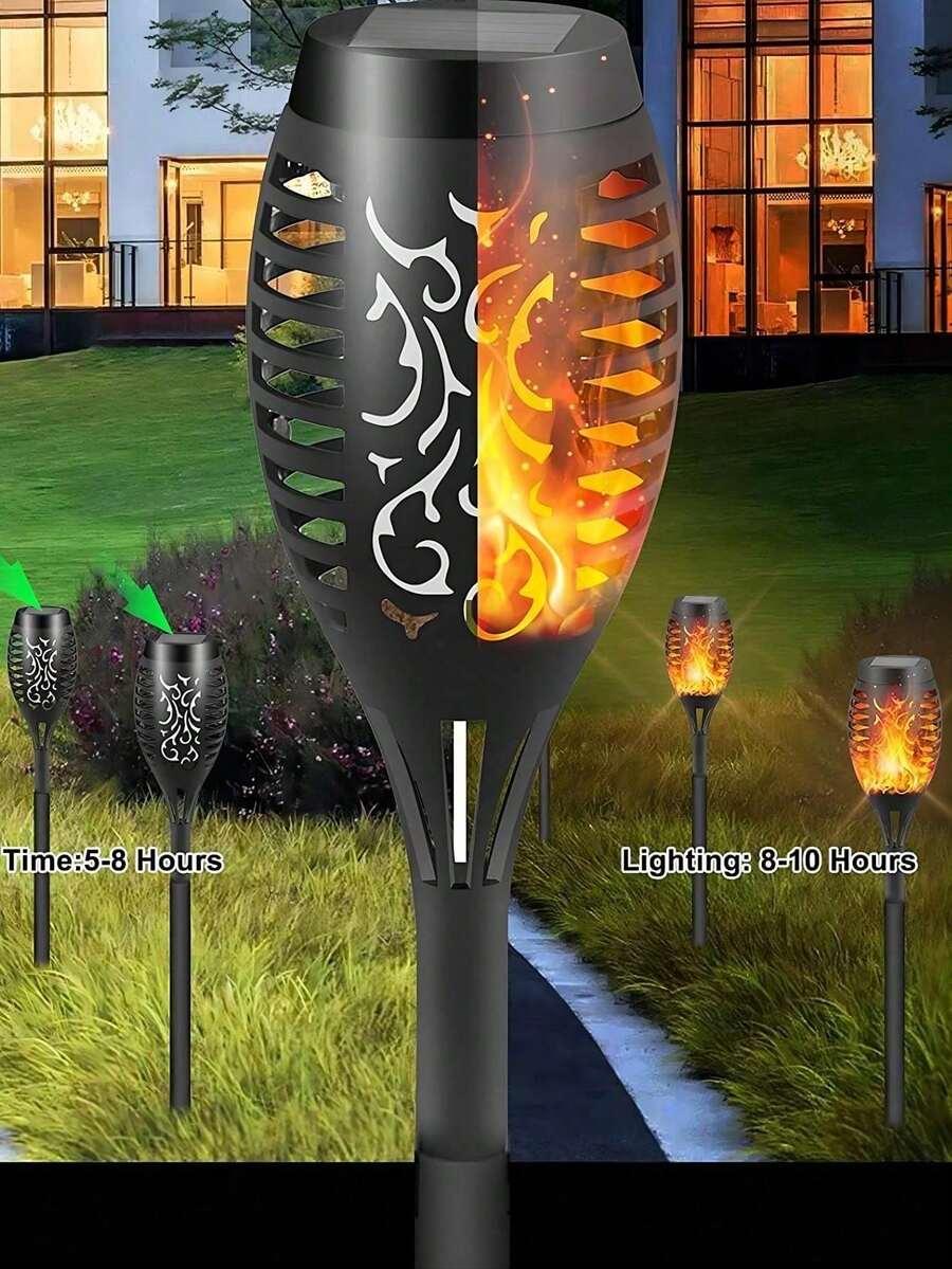 czarna lampa solarna 4-pack