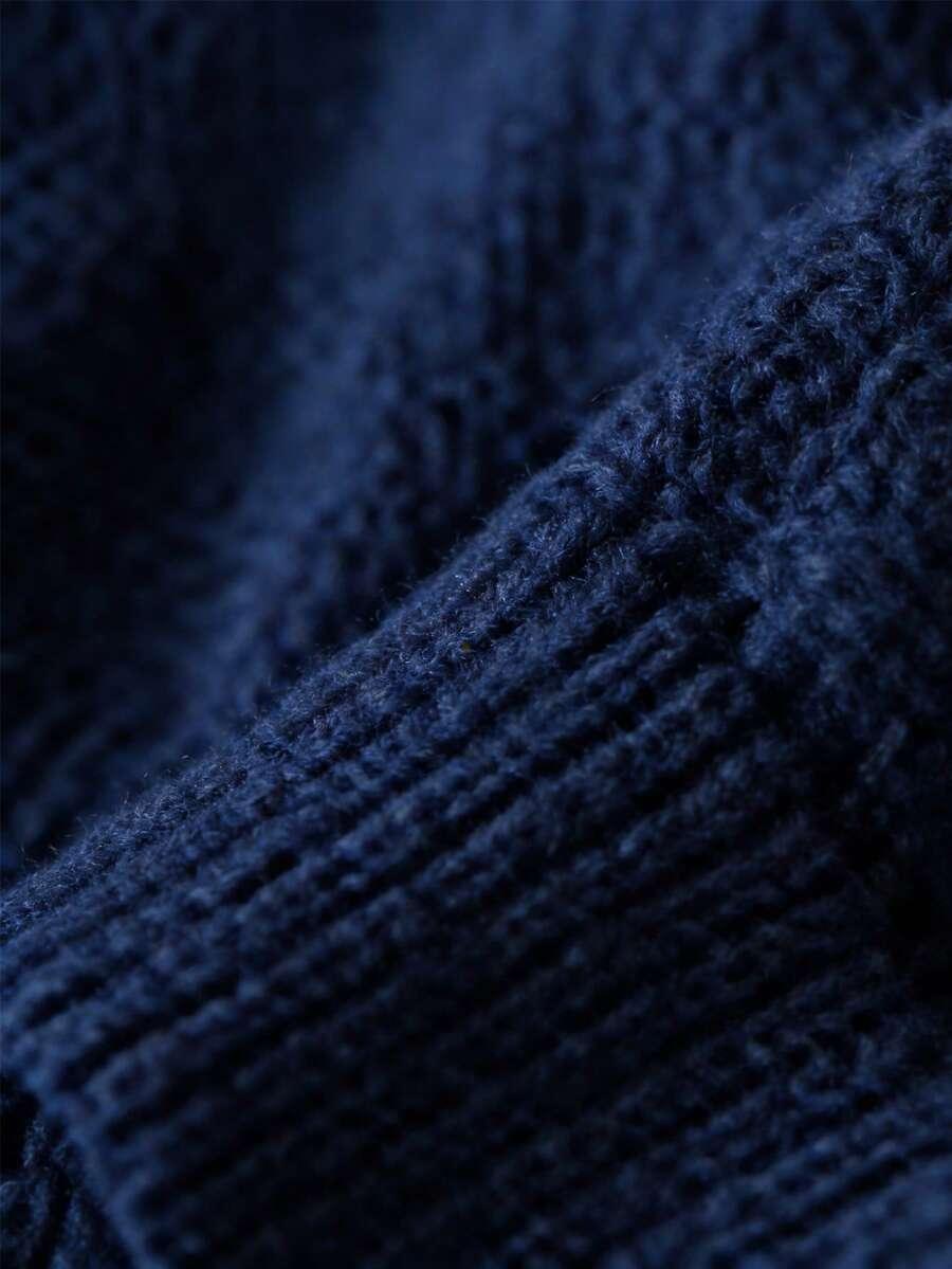 granarowy sweter okrągły dekolt flaga 