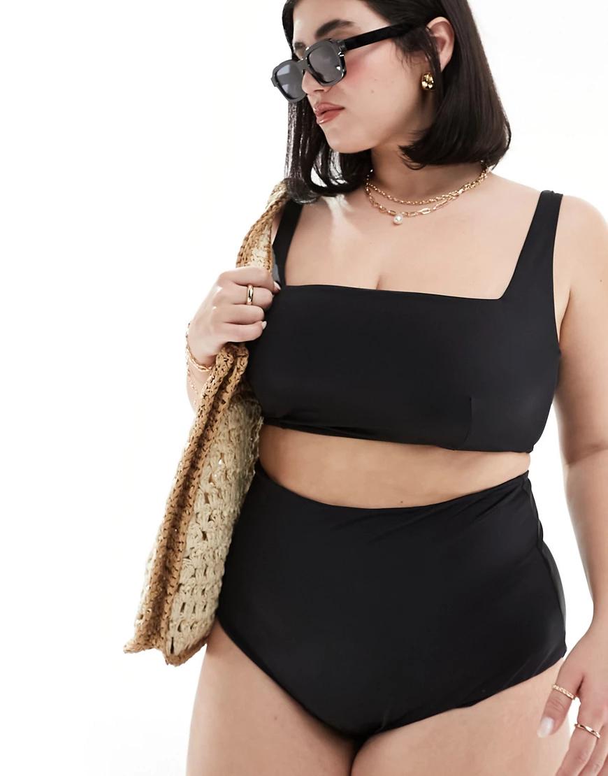 CZARNY GŁADKI DÓŁ OD BIKINI WYSOKI STAN