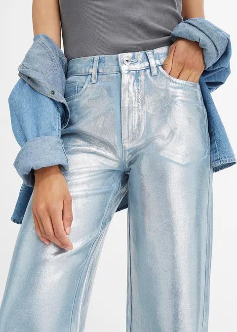 PROSTE SPODNIE JEANS połysk 