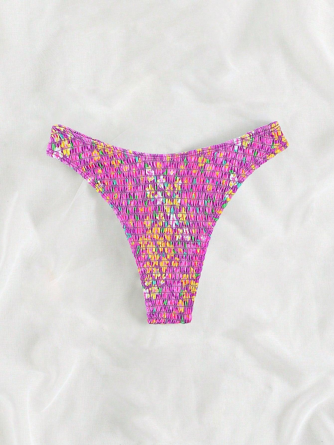 DÓŁ OD BIKINI MARSZCZENIE KWIATY PRINT