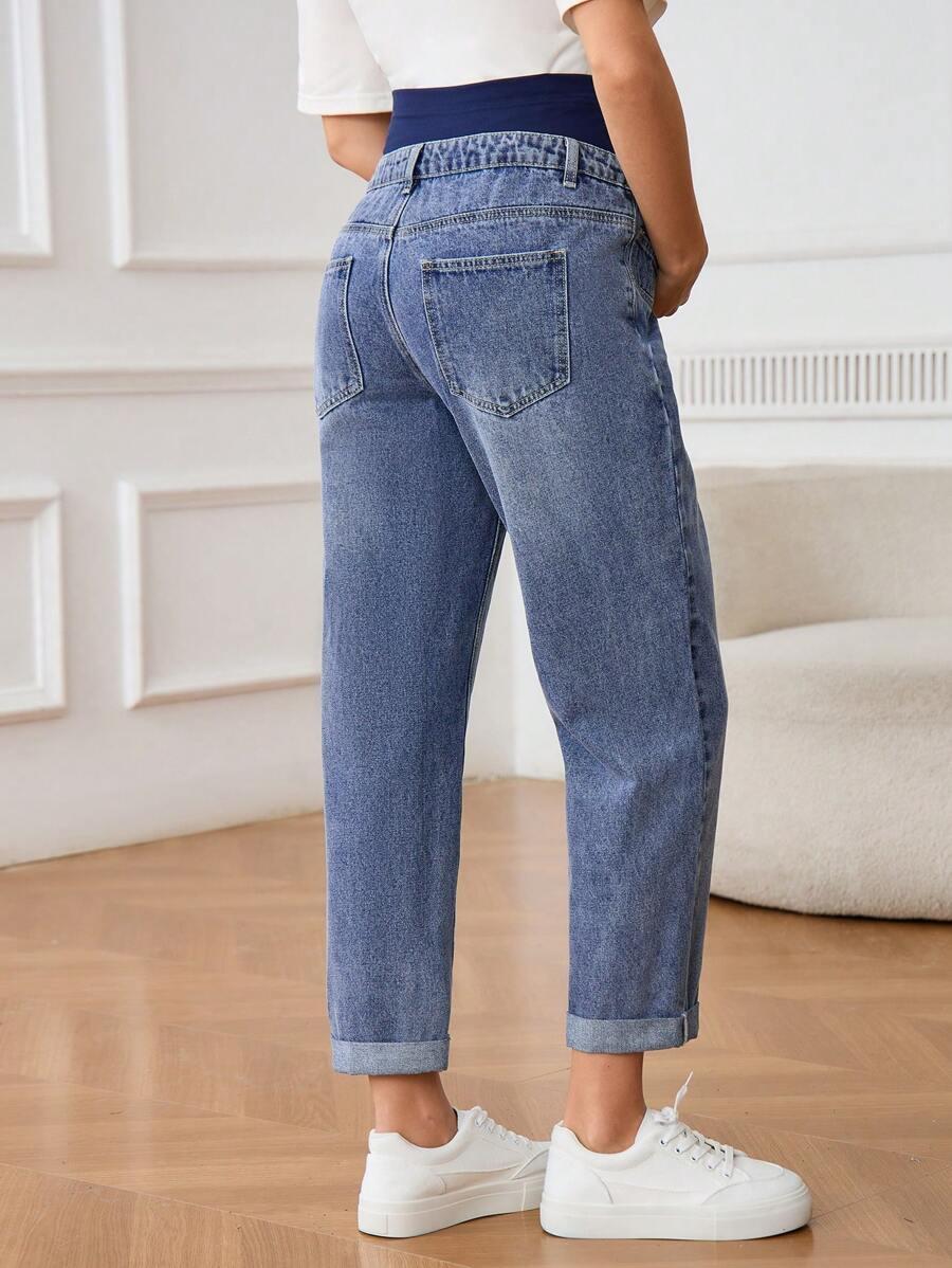 NIEBIESKIE SPODNIE JEANS CIĄŻOWE
