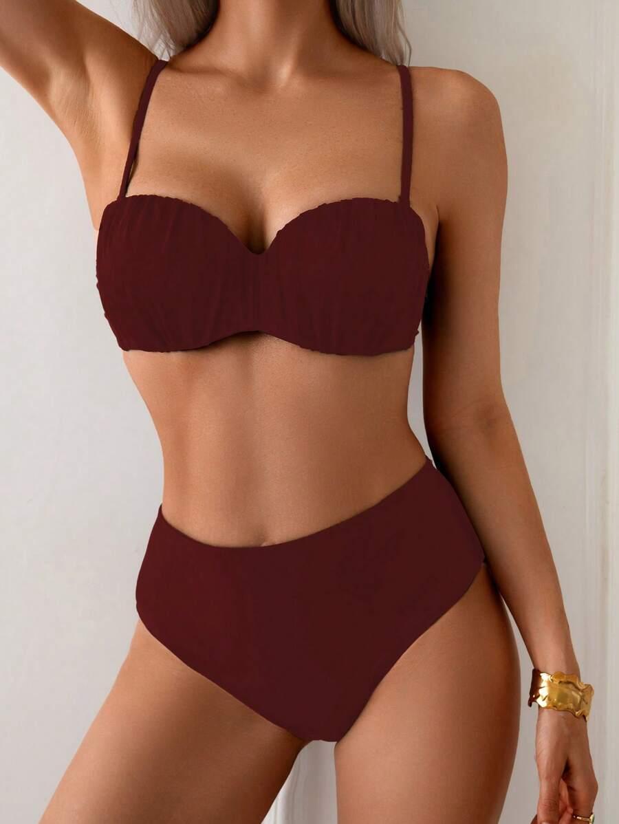 bordowa góra od bikini 