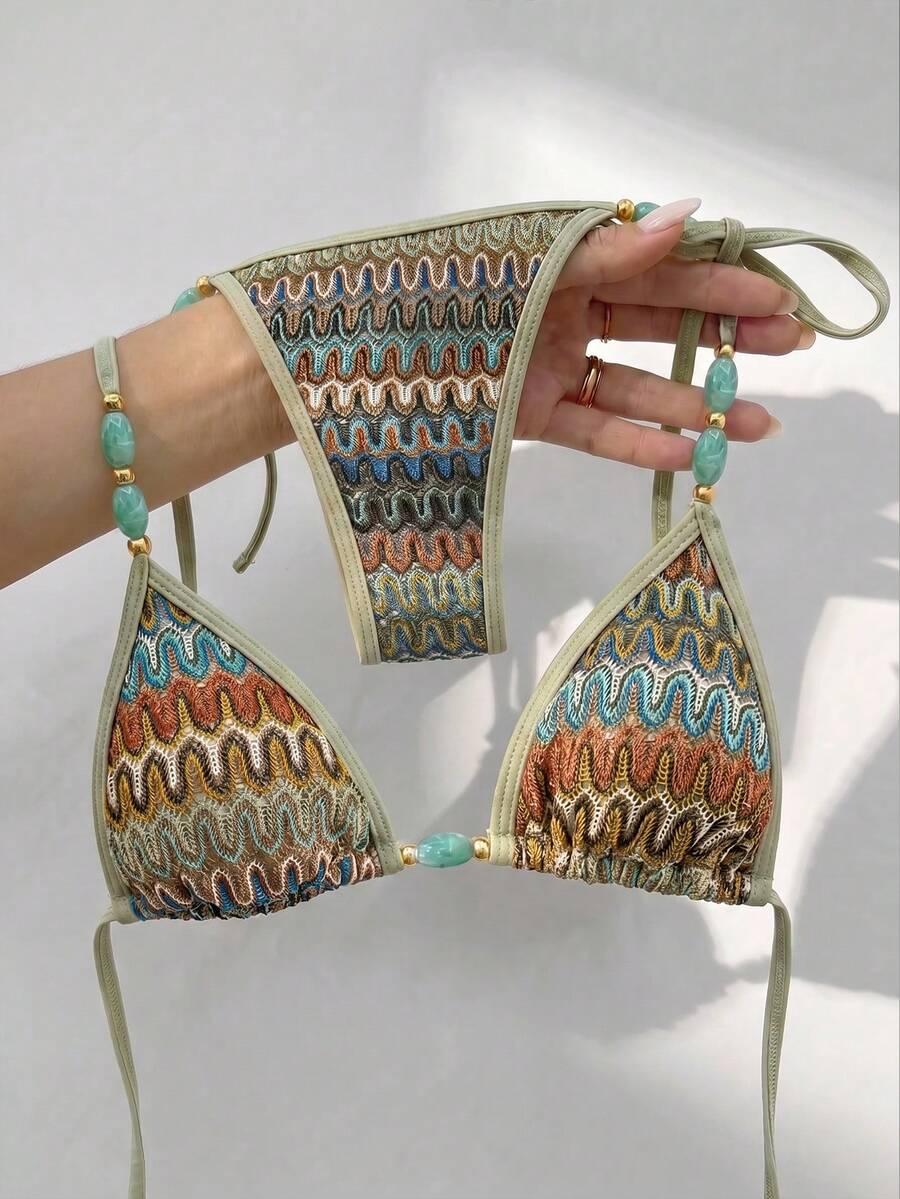 WIĄZANY DWUCZĘŚCIOWY STRÓJ KĄPIELOWY BOHO