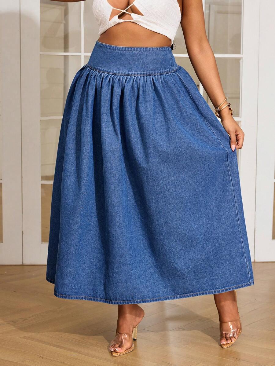 niebieska spódnica jeans