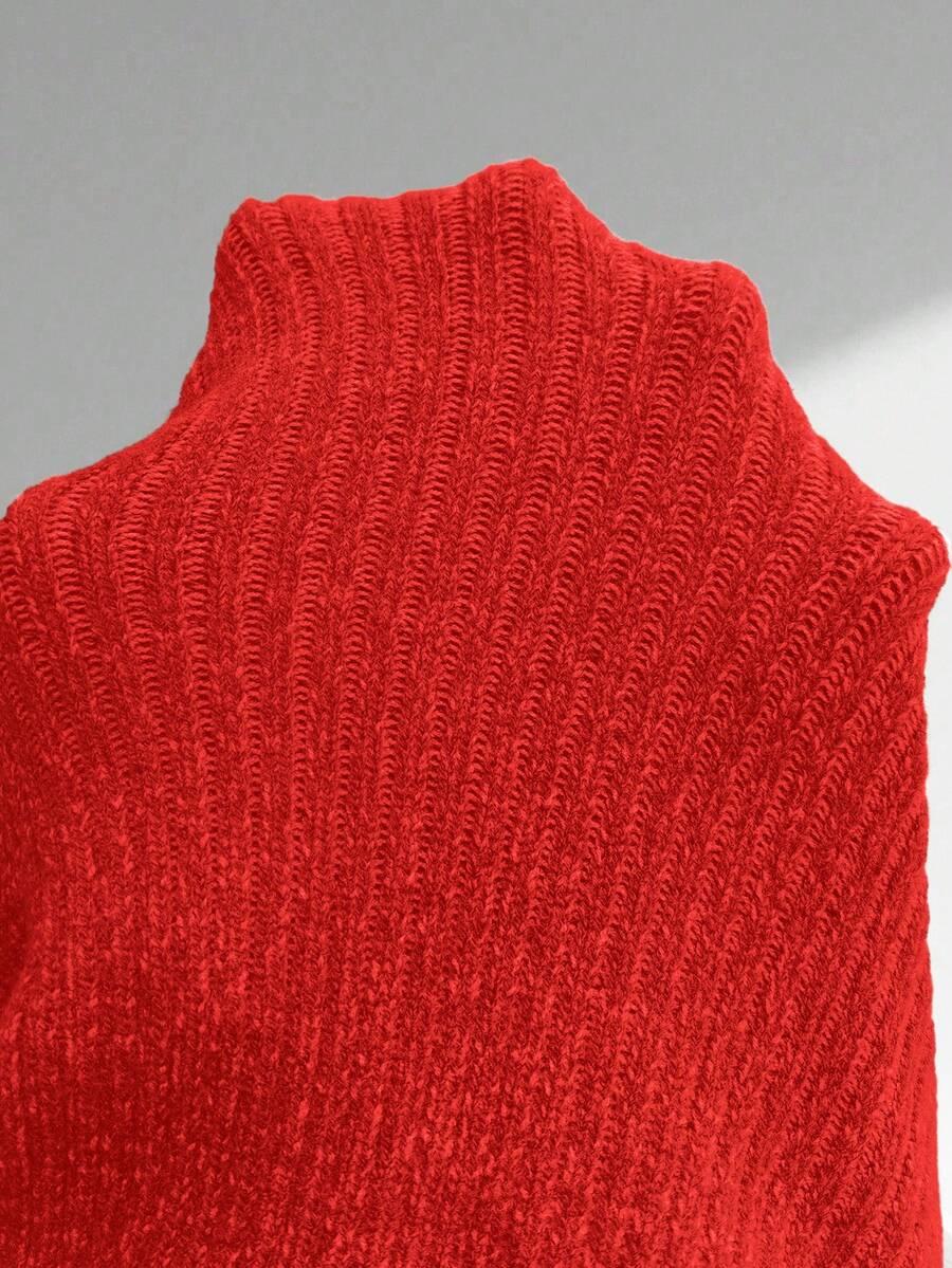 CZERWONY SWETER V-NECK