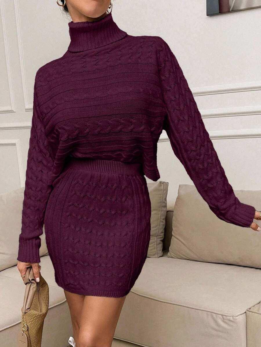 SWETER SPÓDNICA DZIANINOWY KOMPLET