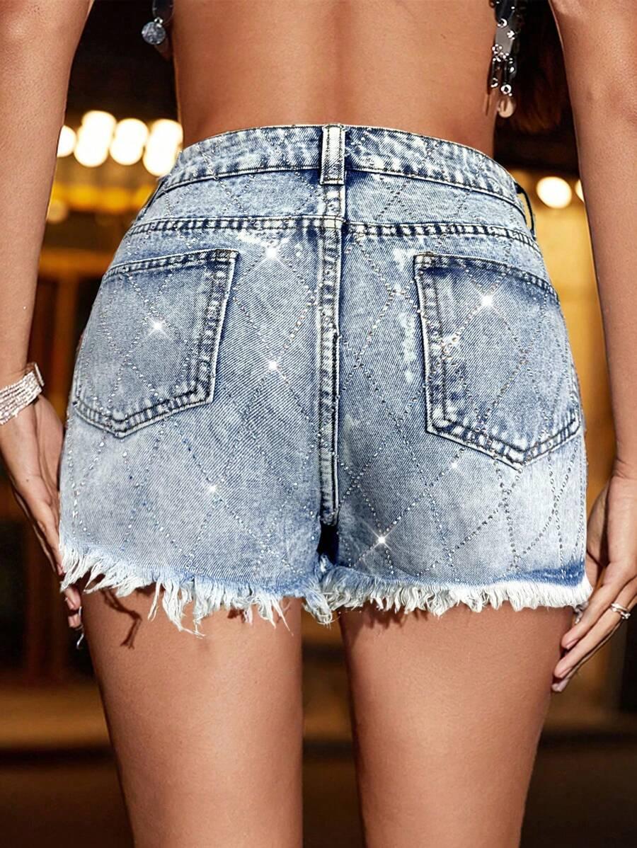KRÓTKIE SPODENKI JEANS POŁYSK