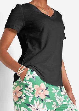 CZARNY T-SHIRT V NECK