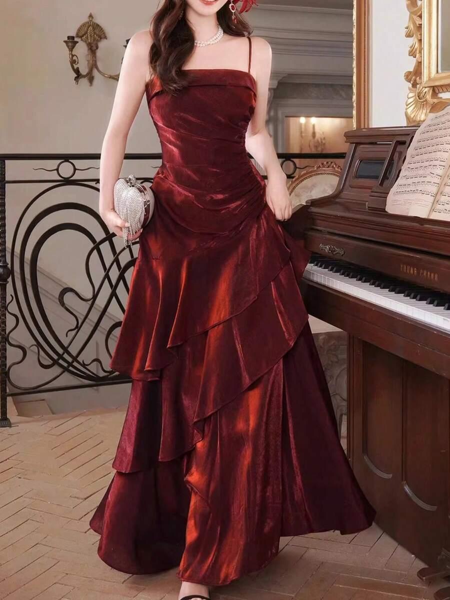 CZERWONA MAXI SUKIENKA