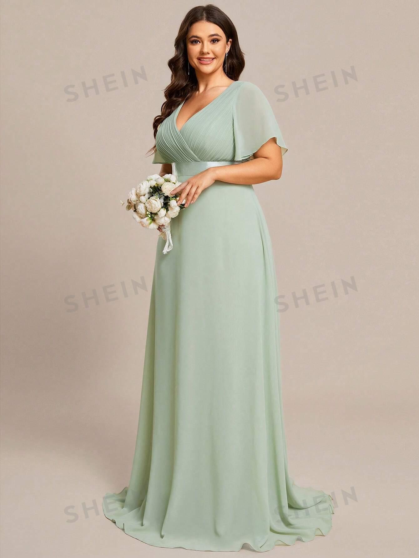 ZIELONA MAXI SUKIENKA V-NECK