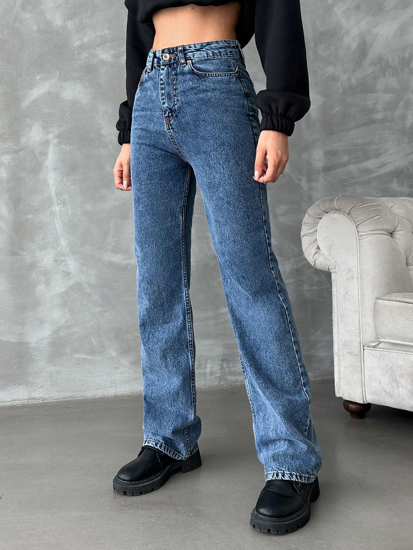proste spodnie jeans wysoki stan