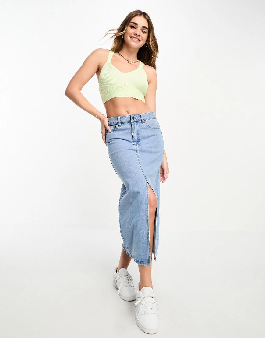 zielony crop top prążki cross