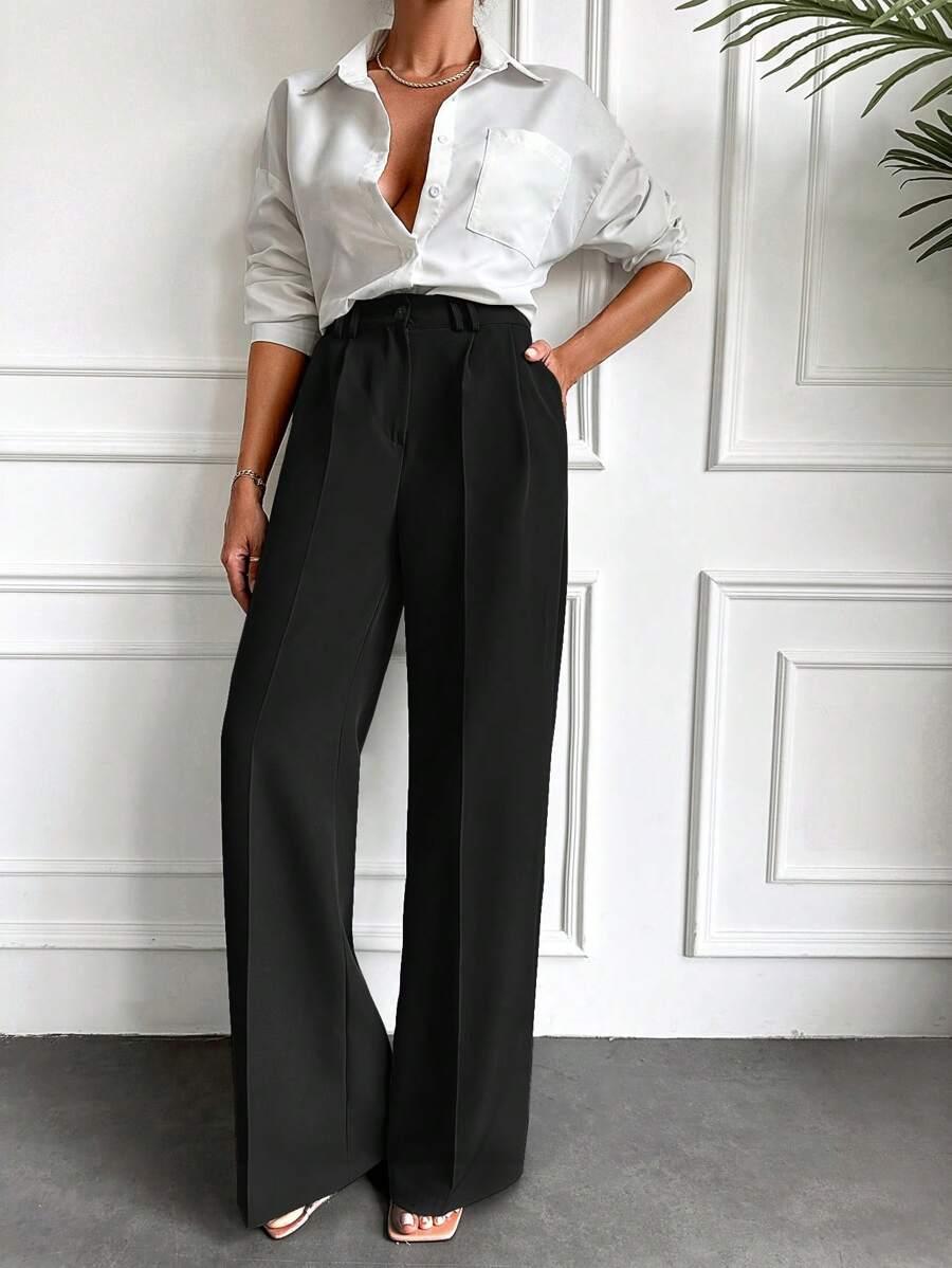 CZARNE ELEGANCKIE SPODNIE