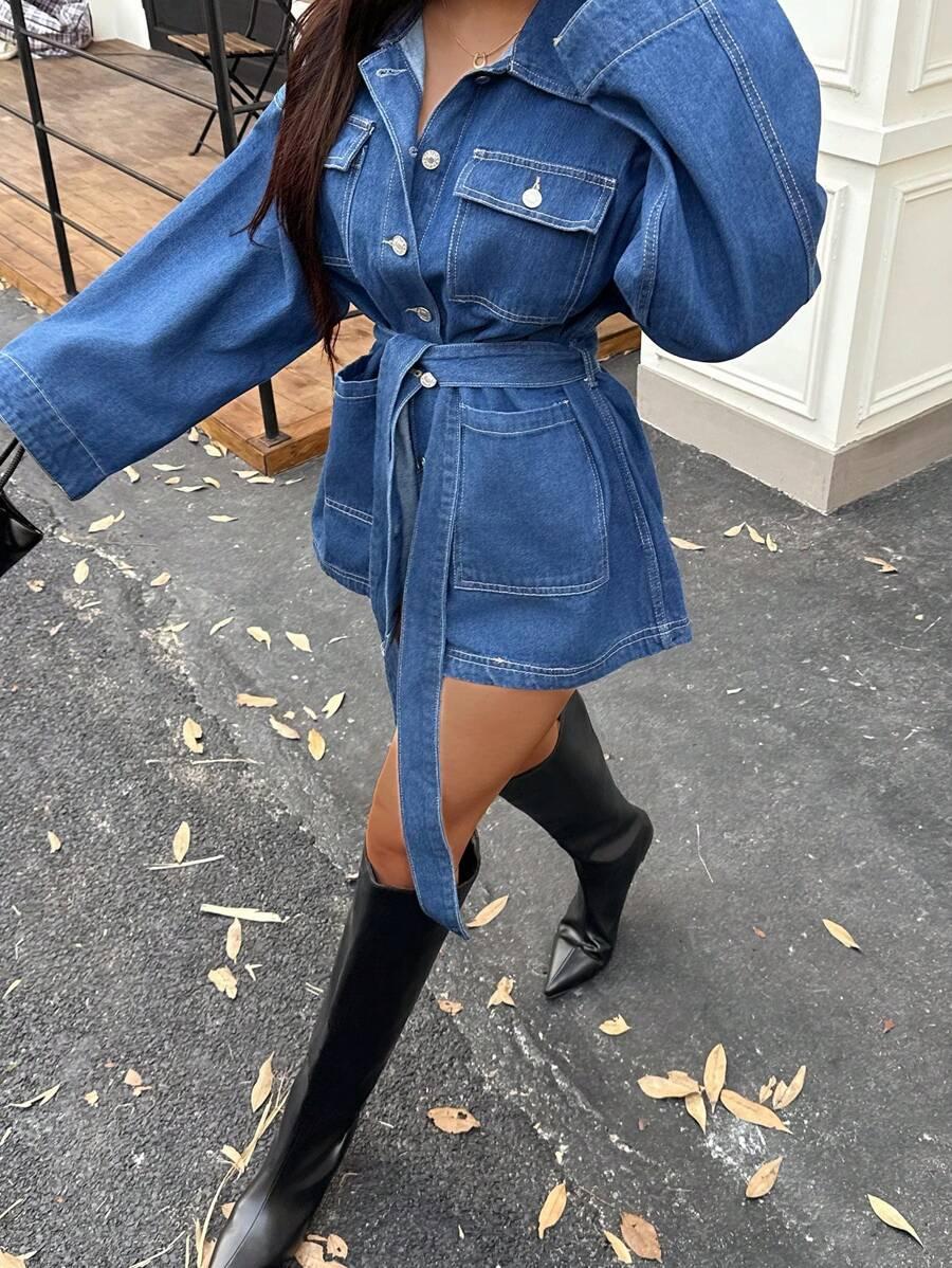 NIEBIESKA MINI SUKIENKA JEANS