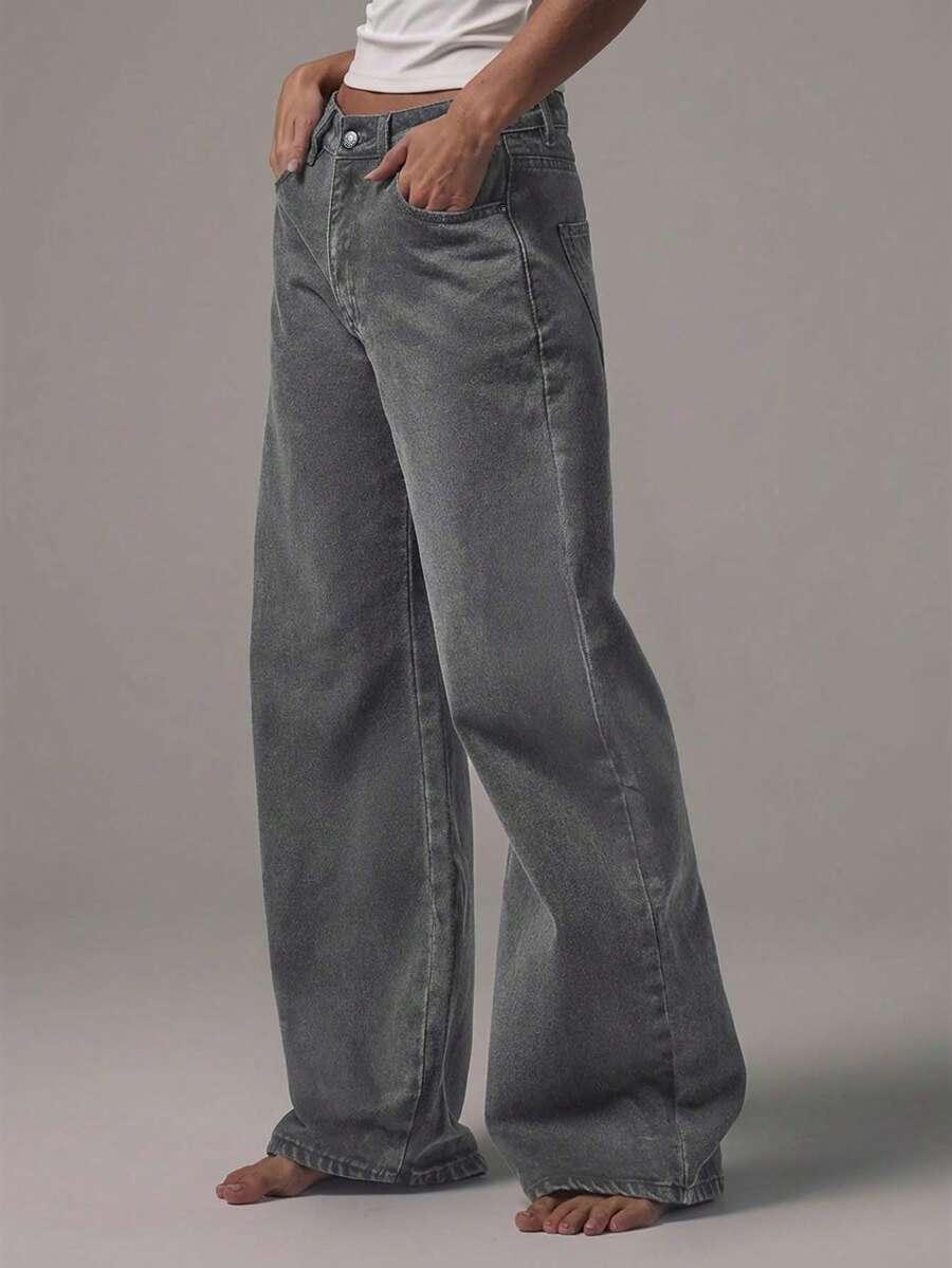 SZARE SPODNIE JEANS