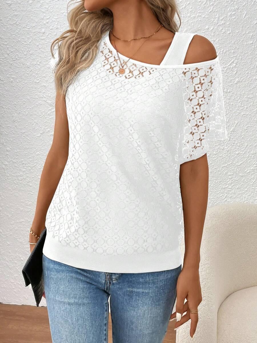 BIAŁY T-SHIRT KORONKA
