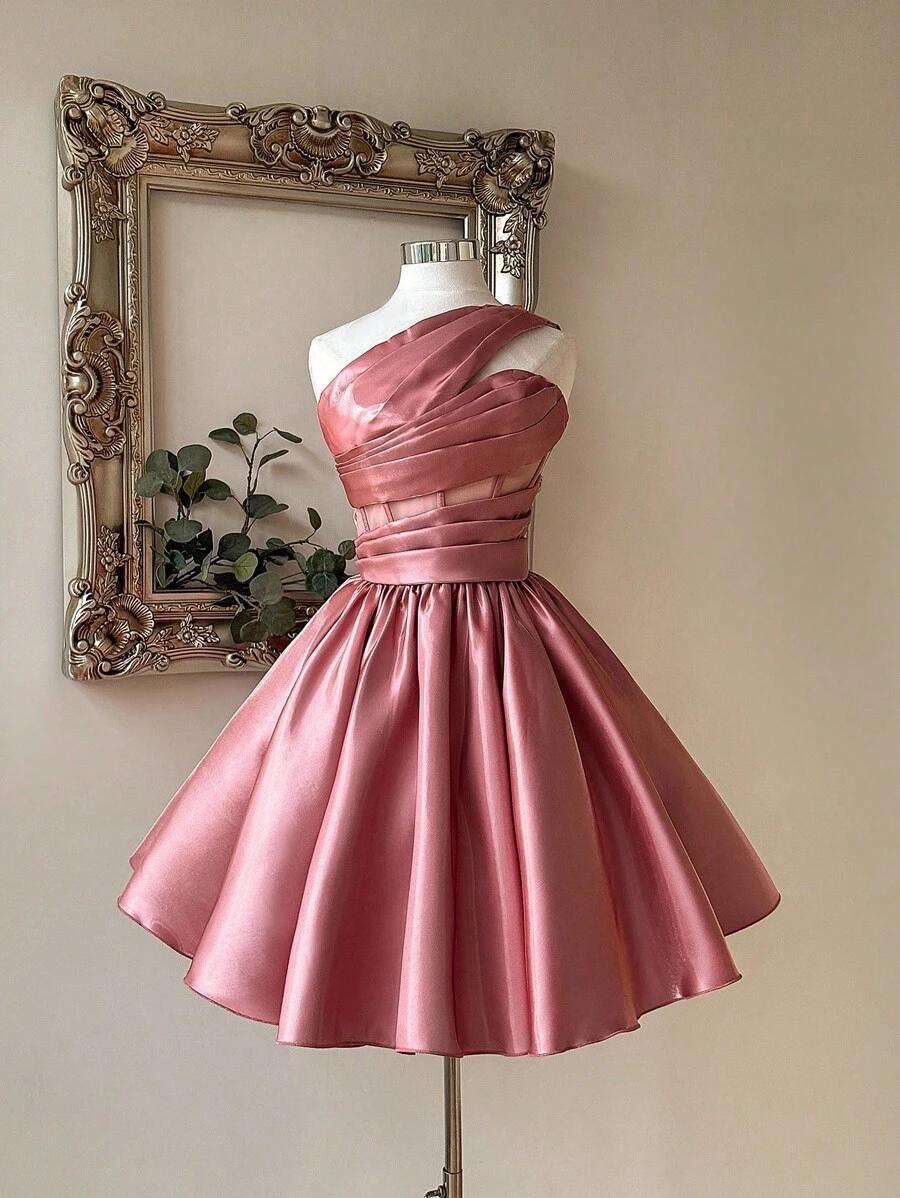SUKIENKA KOKTAJLOWA GLAMOUR ASYMETRYCZNY DEKOLT MINI