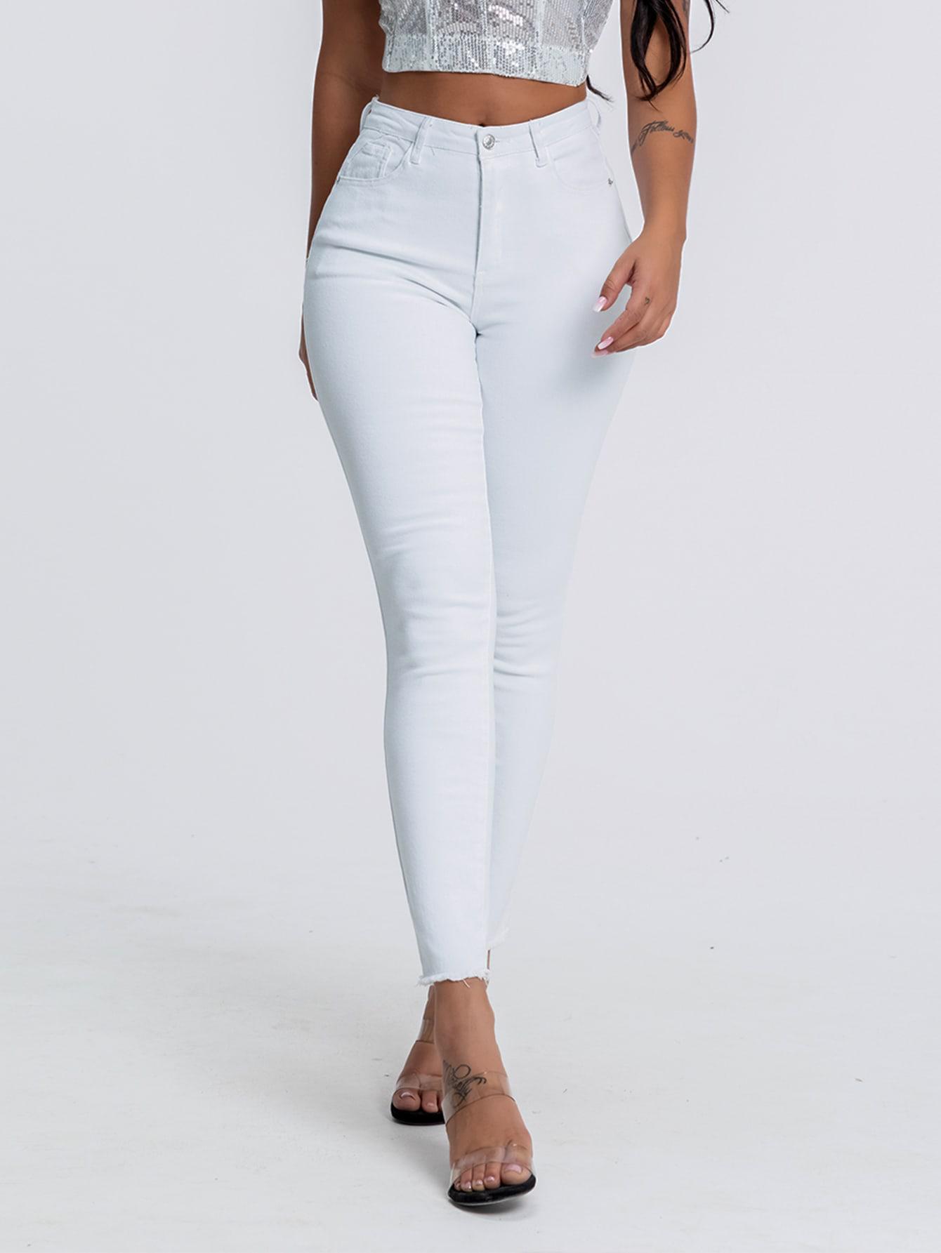 BIAŁE SPODNIE JEANS