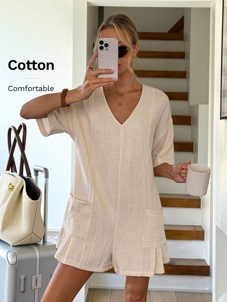 MUŚLINOWY KOMBINEZON OVERSIZE
