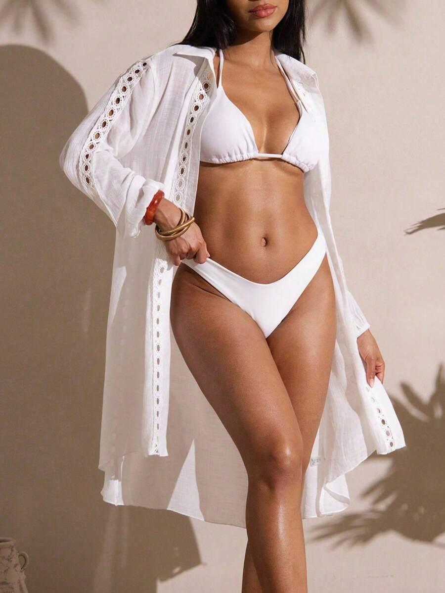 biała koszula kimono narzutka plażowa haft