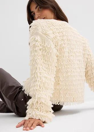 SWETER ROZPINANY Z GRUBEJ DZIANINY