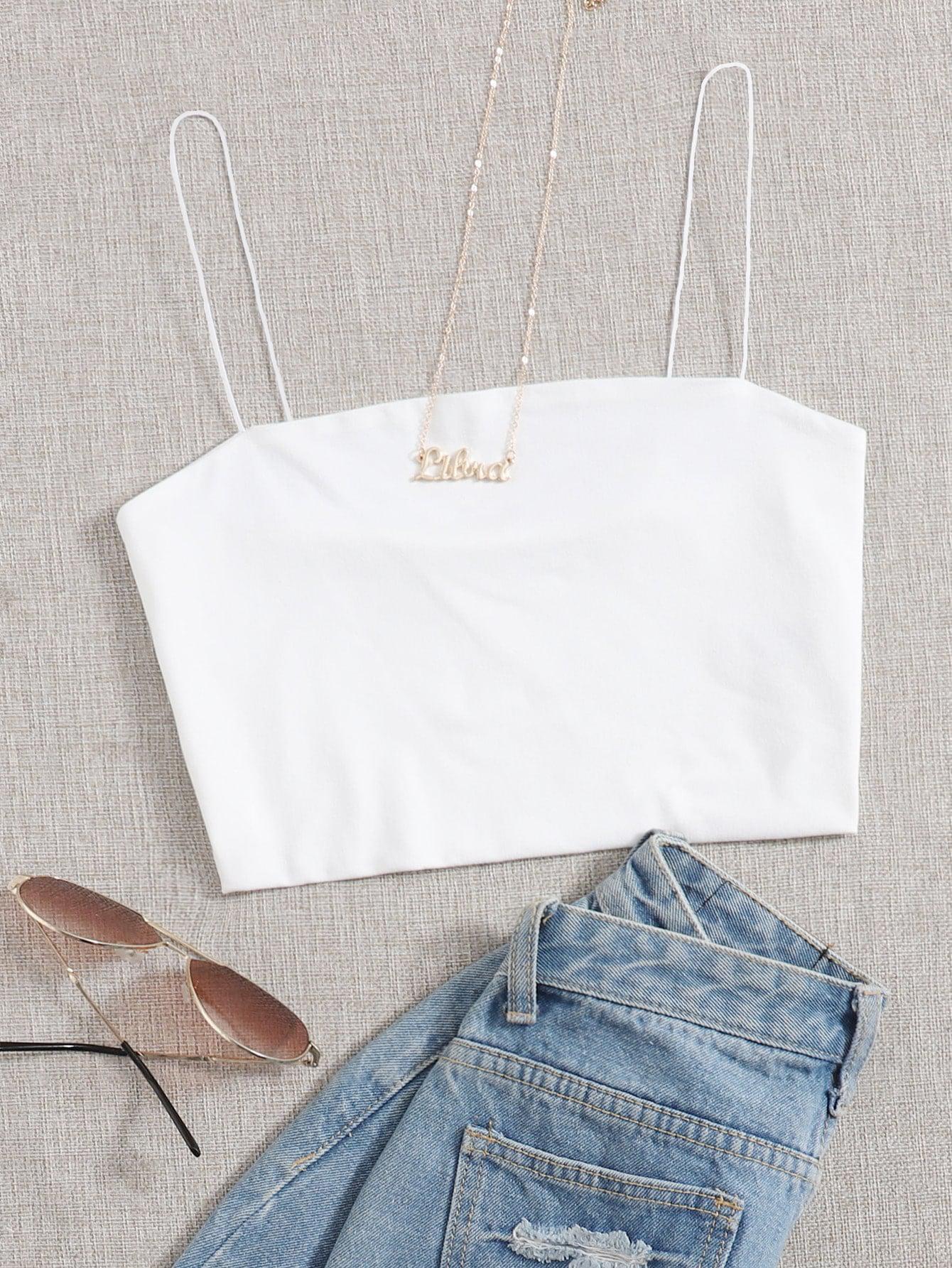 BIAŁY CROP TOP NA RAMIĄCZKACH