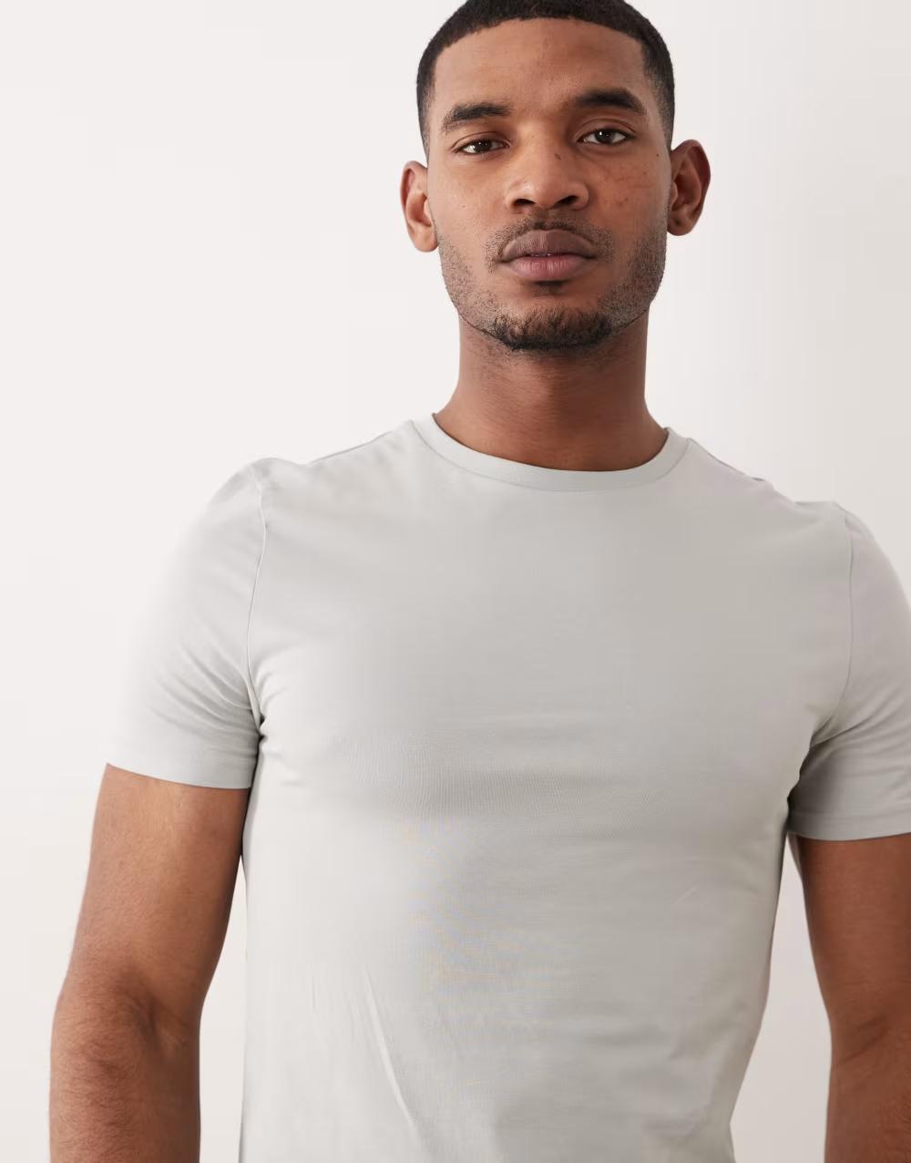Gładki T-SHIRT OKRĄGŁY DEKOLT