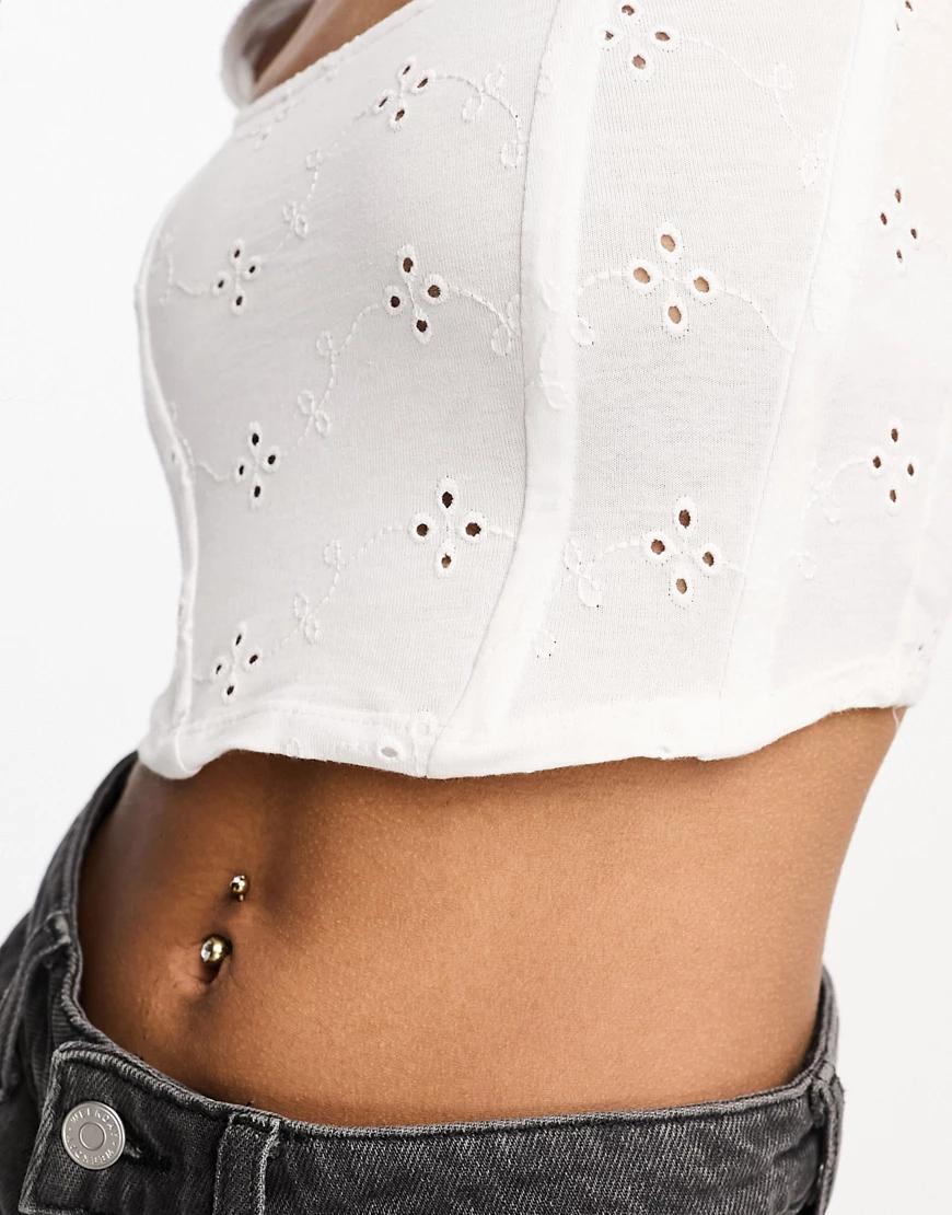 biały crop top gorset haft 