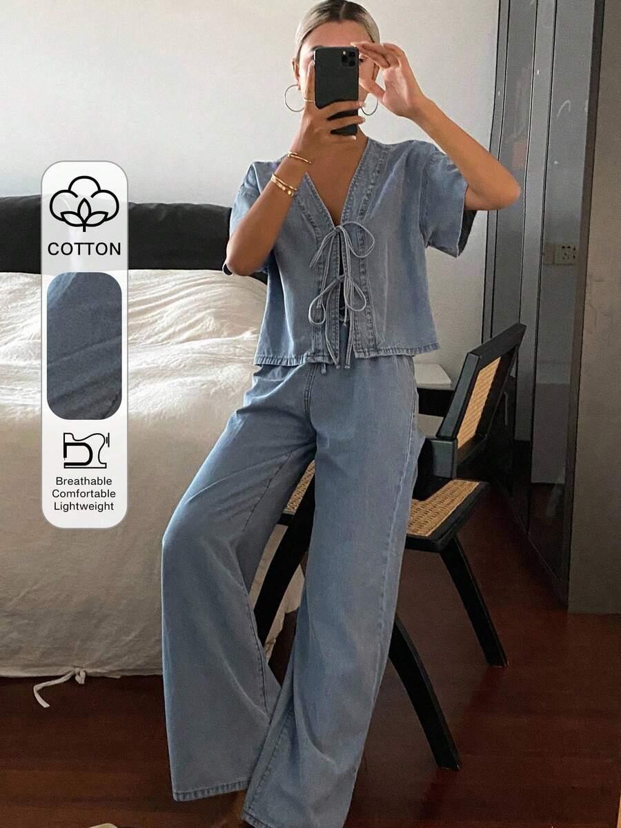 niebieskie spodnie casual