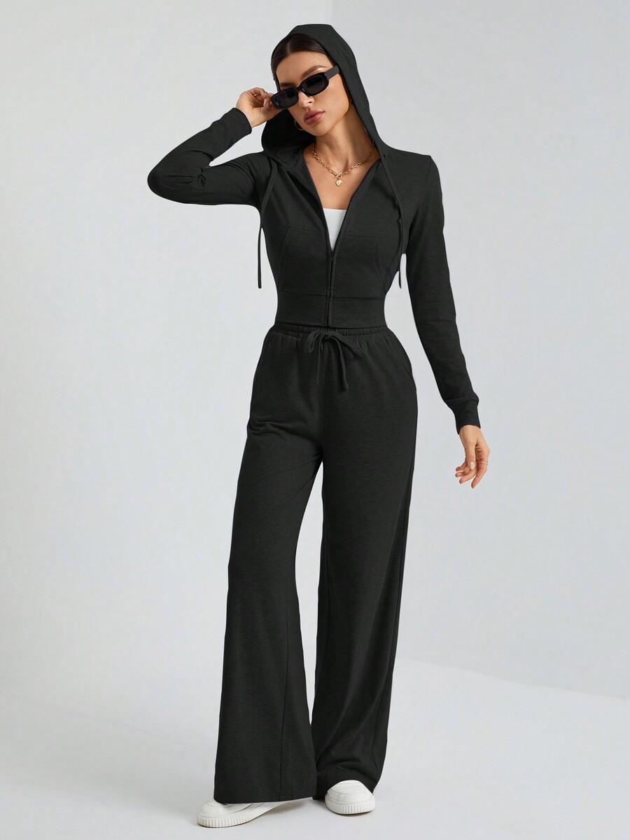 CZARNY KOMPLET BLUZA SPODNIE 
