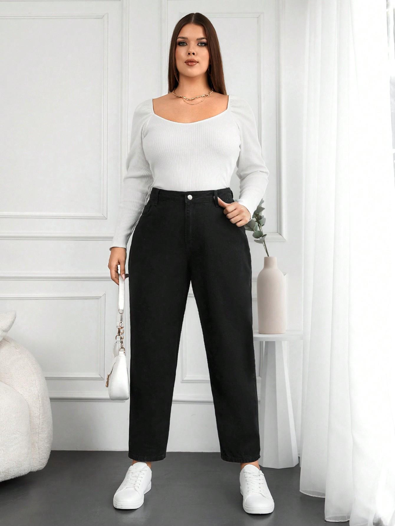CZARNE SPODNIE MOM JEANS