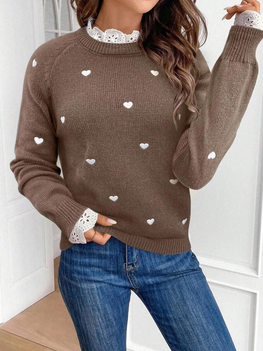 brązowy sweter zdobienie