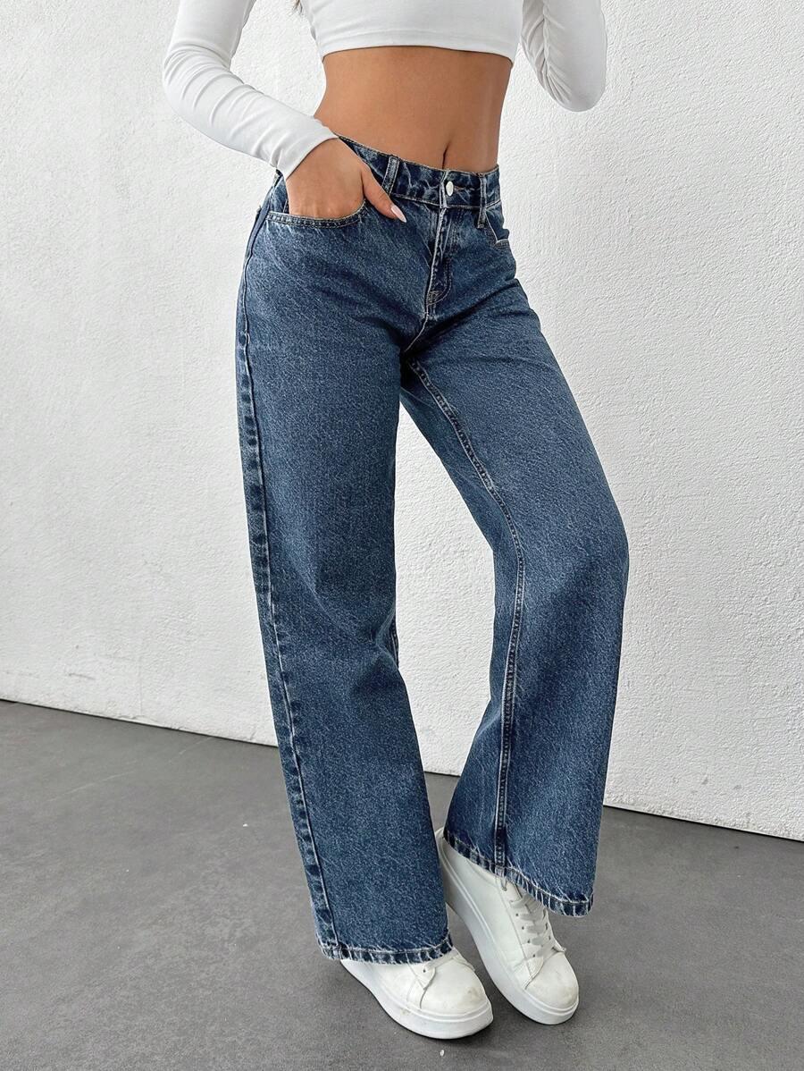 GRANATOWE SPODNIE JEANS