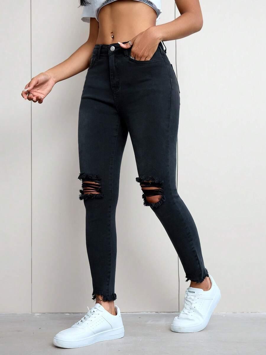 CZARNE SPODNIE JEANS