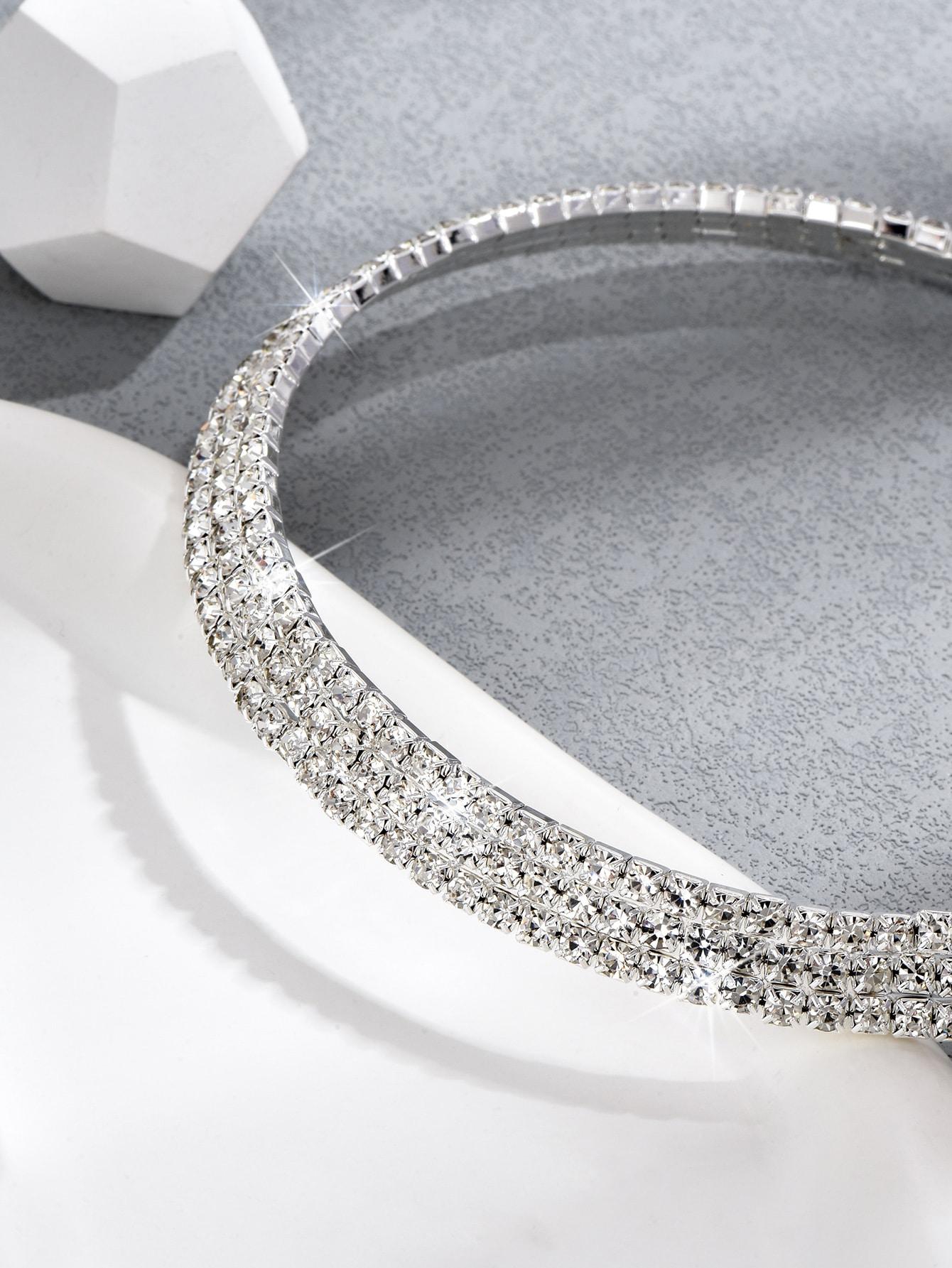 srebrny choker cyrkonie