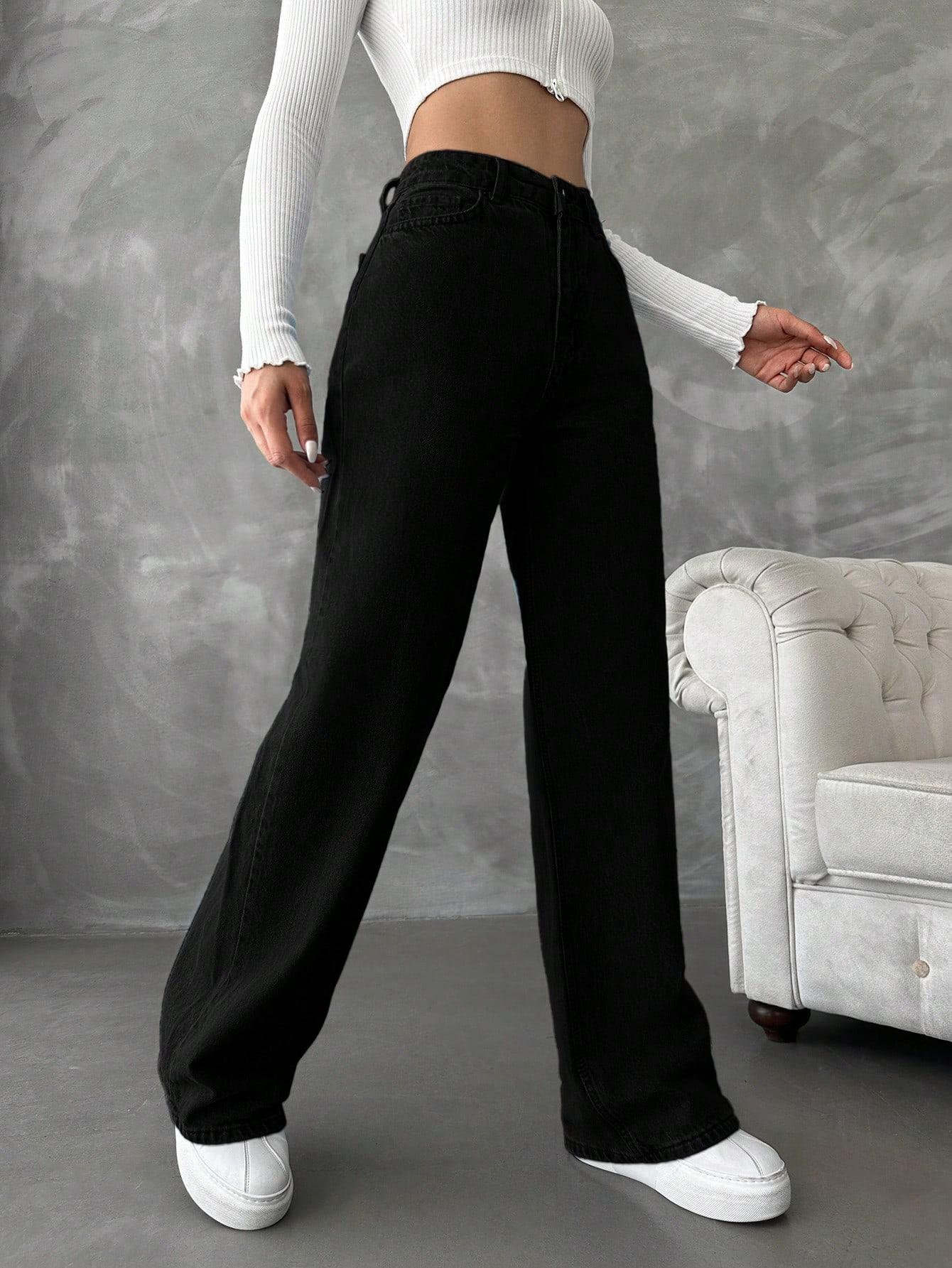 CZARNE SPODNIE JEANS 