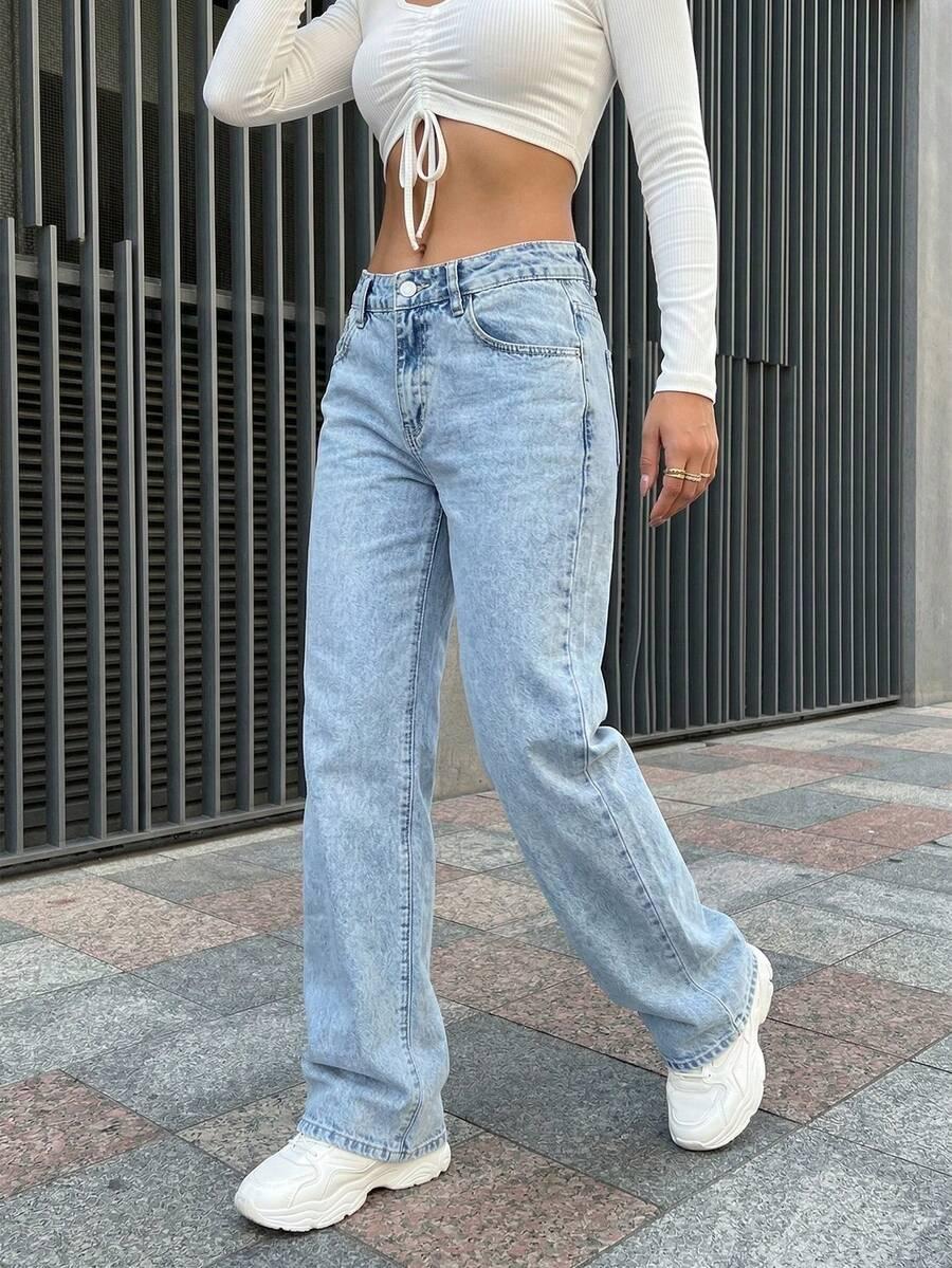 spodnie z prostymi nogawkami jeans