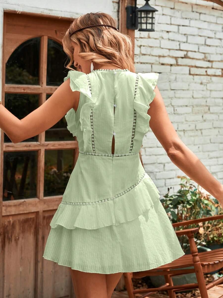 ZIELONA MINI SUKIENKA FALBANY
