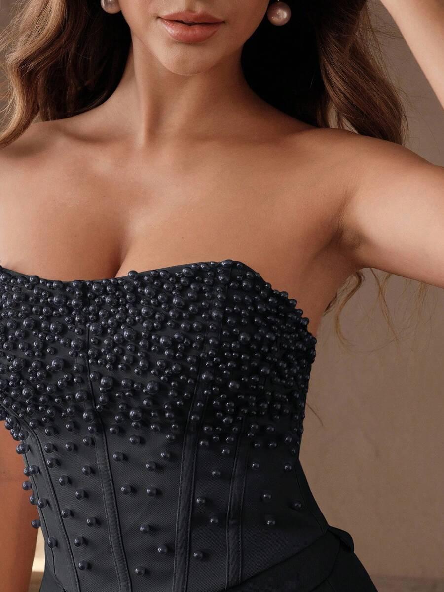 szary gorsetowy top