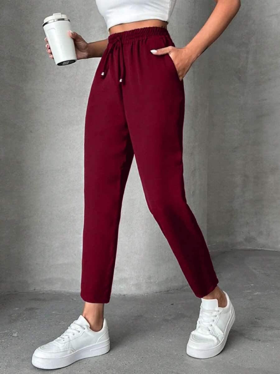bordowe spodnie casual 