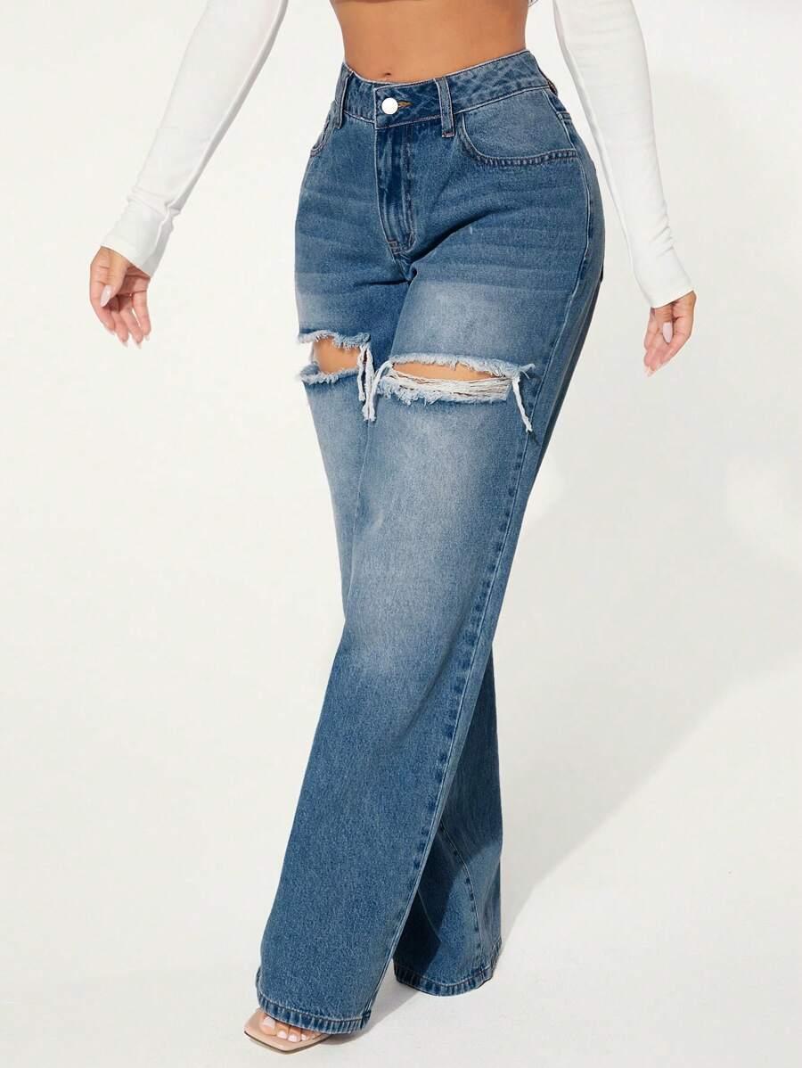 niebieskie spodnie jeans 