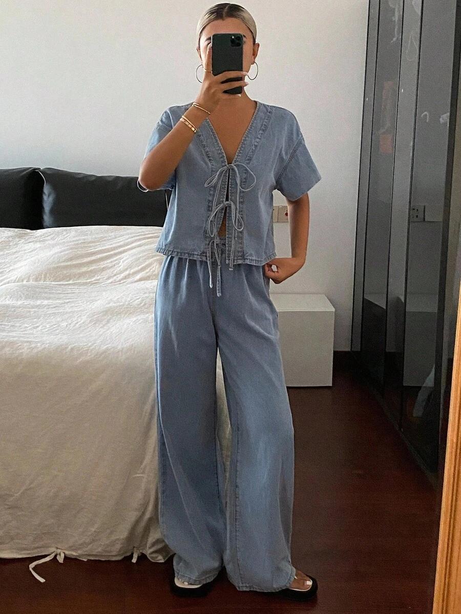 niebieskie spodnie casual