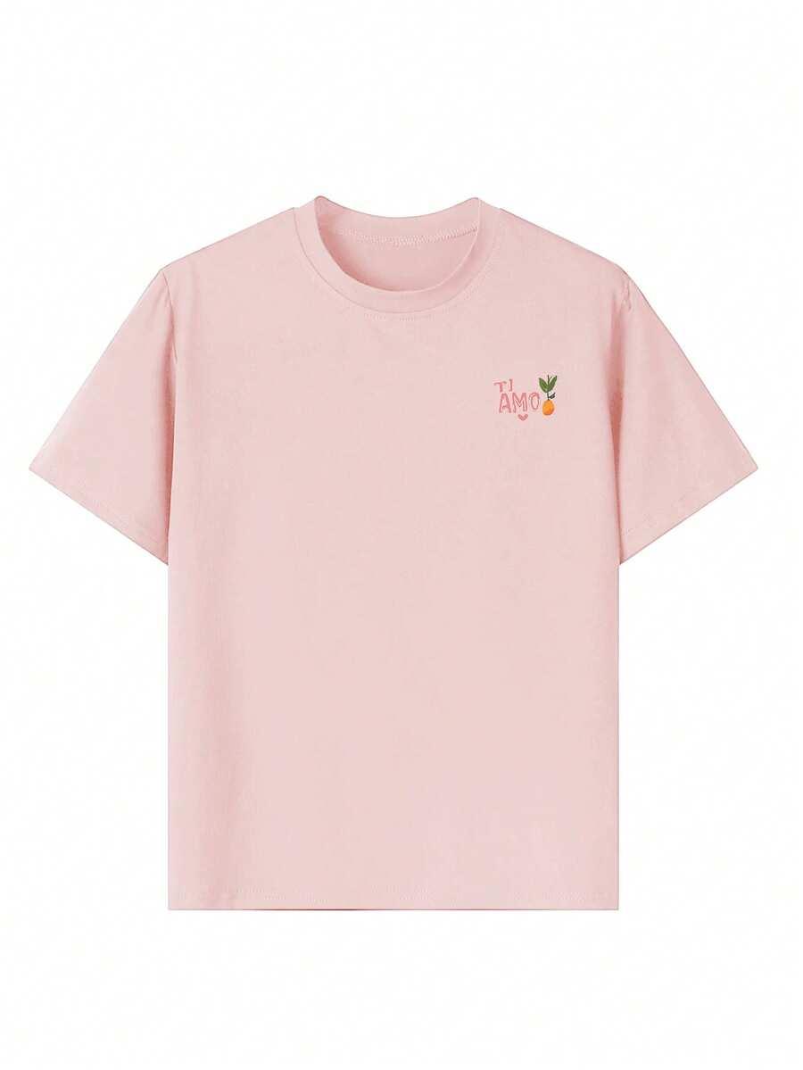 RÓŻOWY T-SHIRT NADRUK