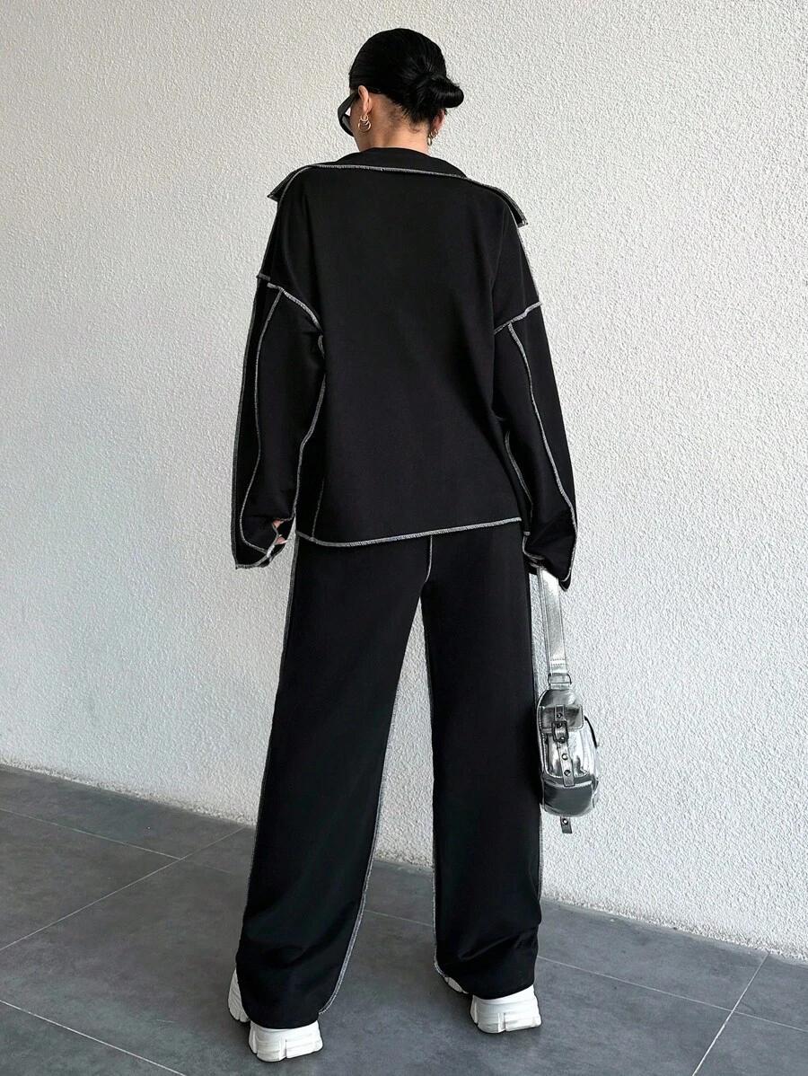 czarne spodnie bluza komplet