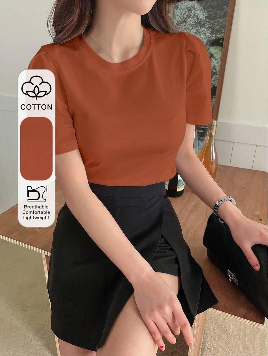 pomarańczowy t-shirt casual 