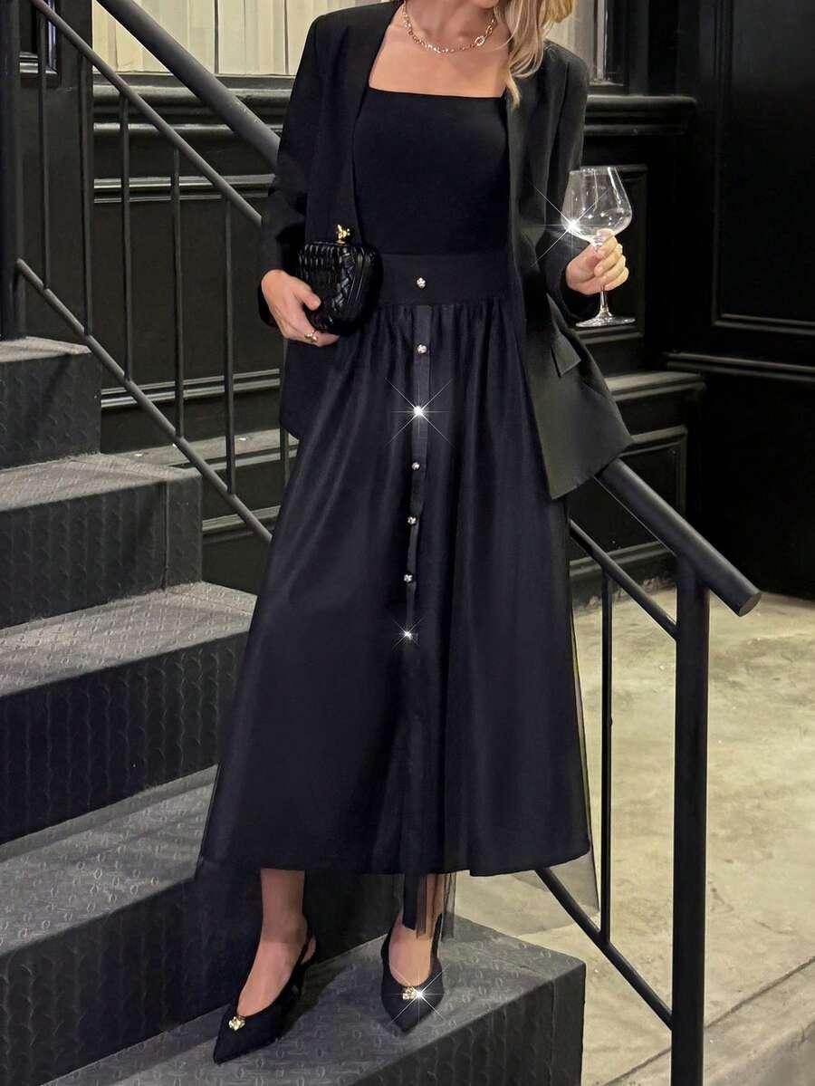 czarna maxi spódnica 