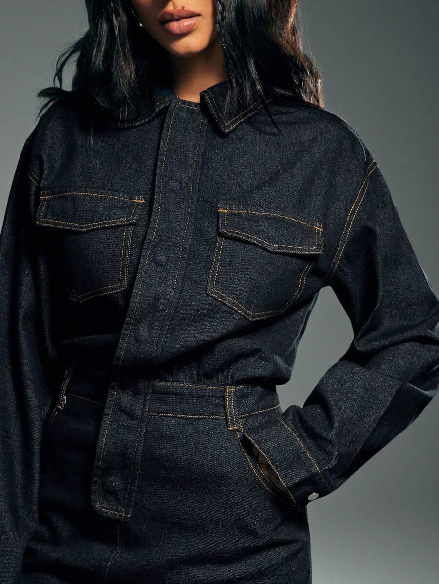 mini sukienka długi rękaw jeans