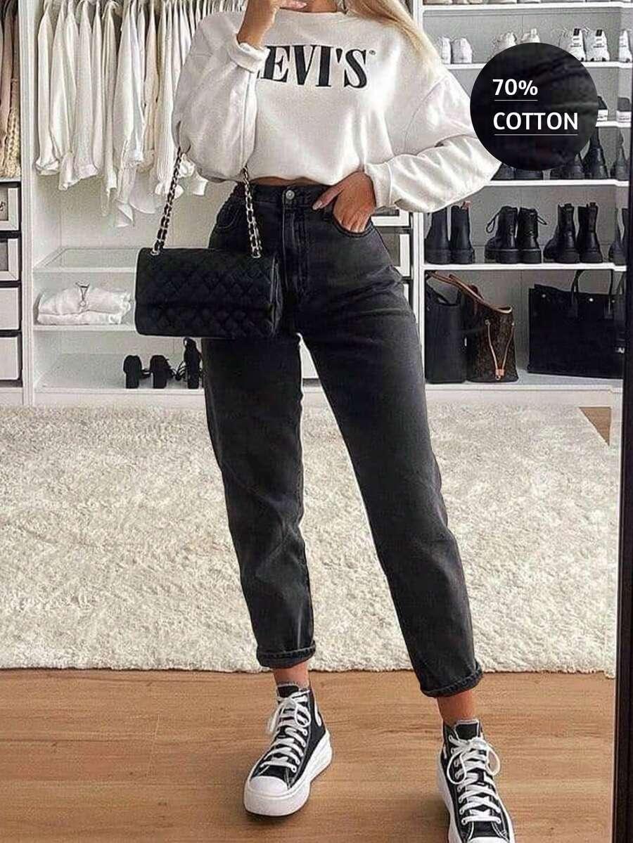 CZARNE SPODNIE JEANS